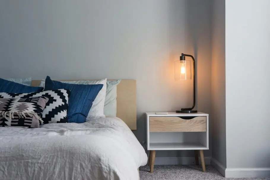 black table lamp on nightstand