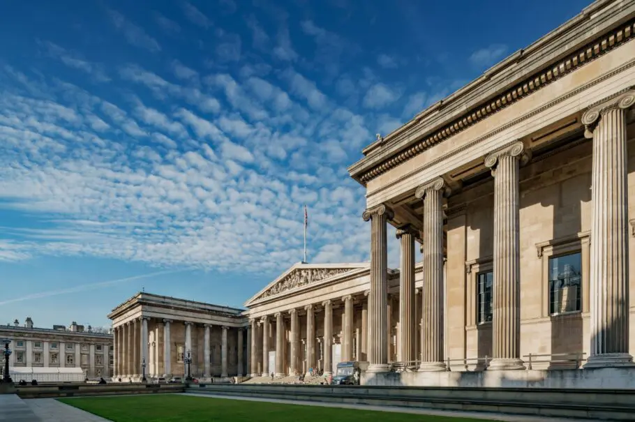 Exterior view of the British Museum in London, UK