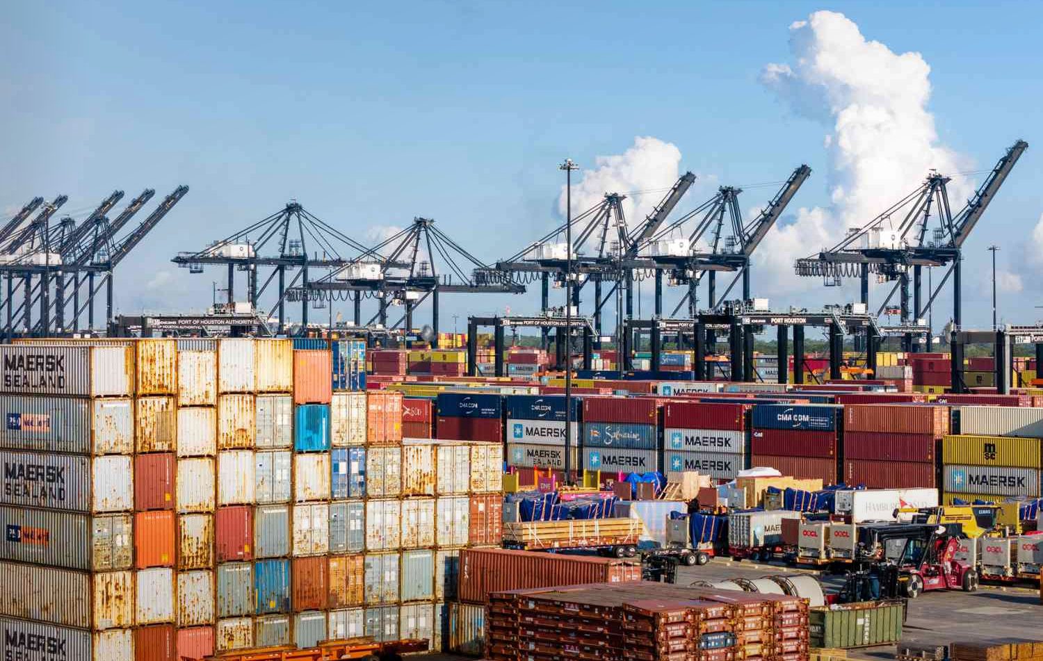 Empty shipping containers at a port due to the ongoing dock workers strike