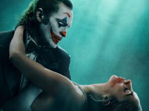 Joker 2 cast including Joaquin Phoenix and Lady Gaga posing