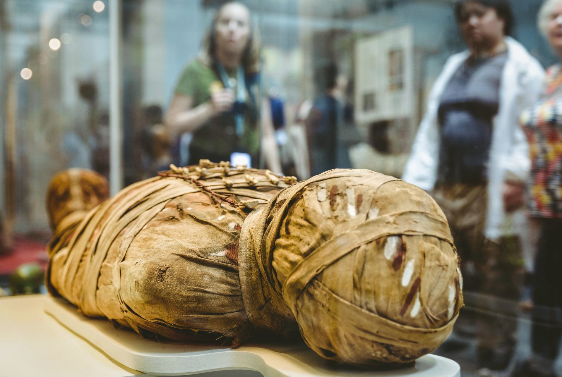 Ancient Egyptian mummy on display at the British Museum, offering a glimpse into Egypt's burial traditions.