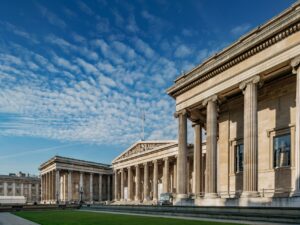 Exterior view of the British Museum in London, UK