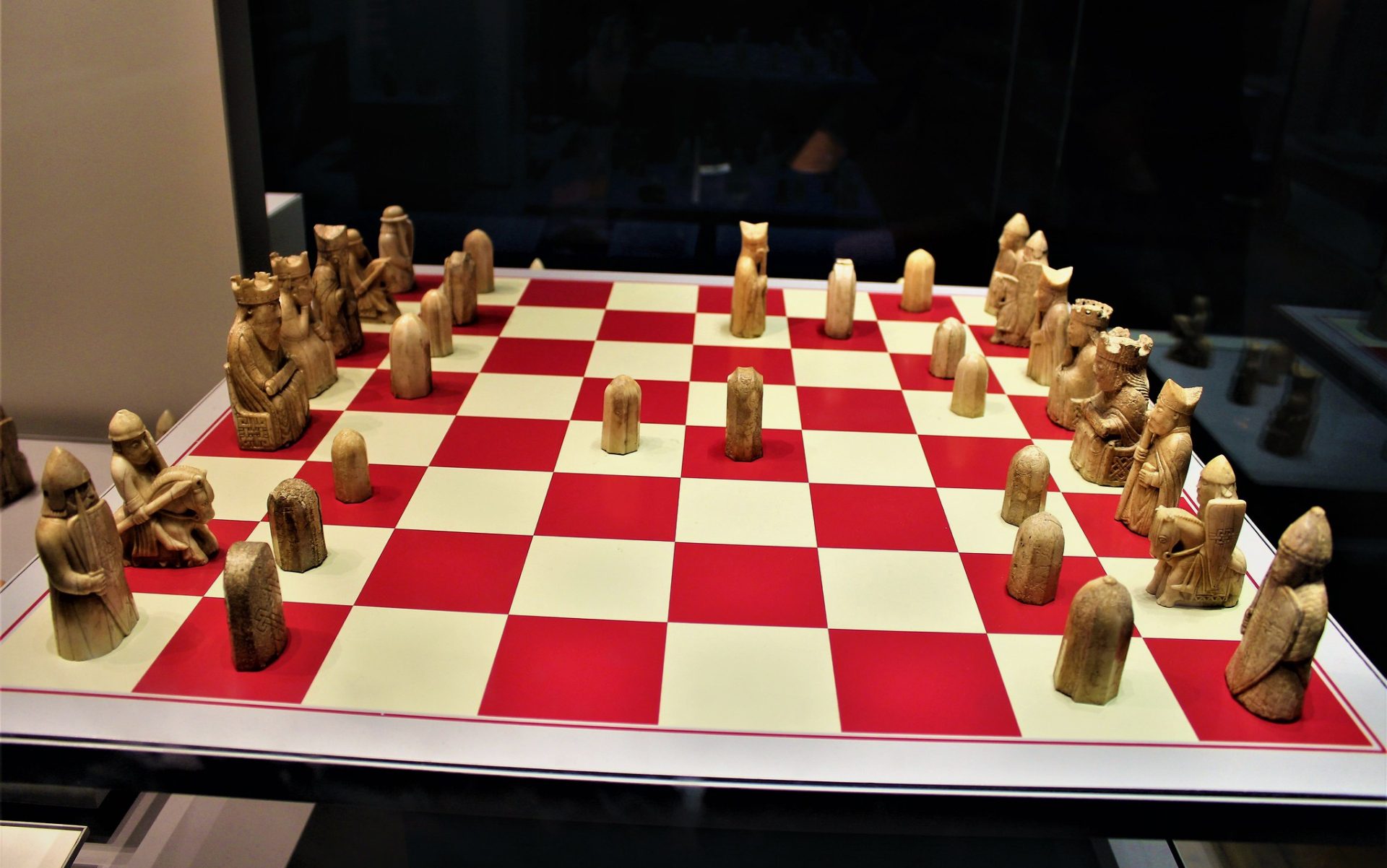 One of the iconic Lewis Chessmen displayed at the <a href=